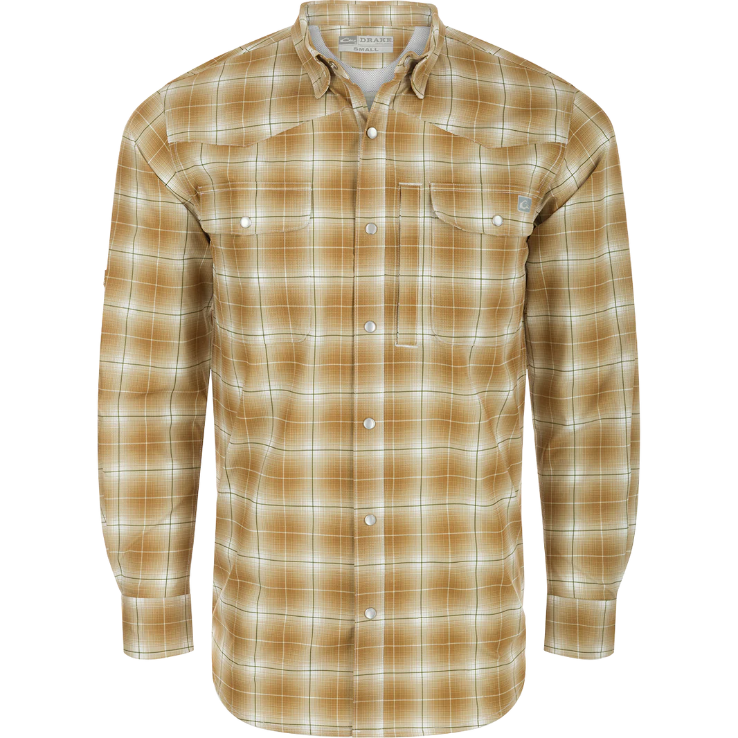 Drake Cinco Ranch Western Plaid Long Sleeve Shirt