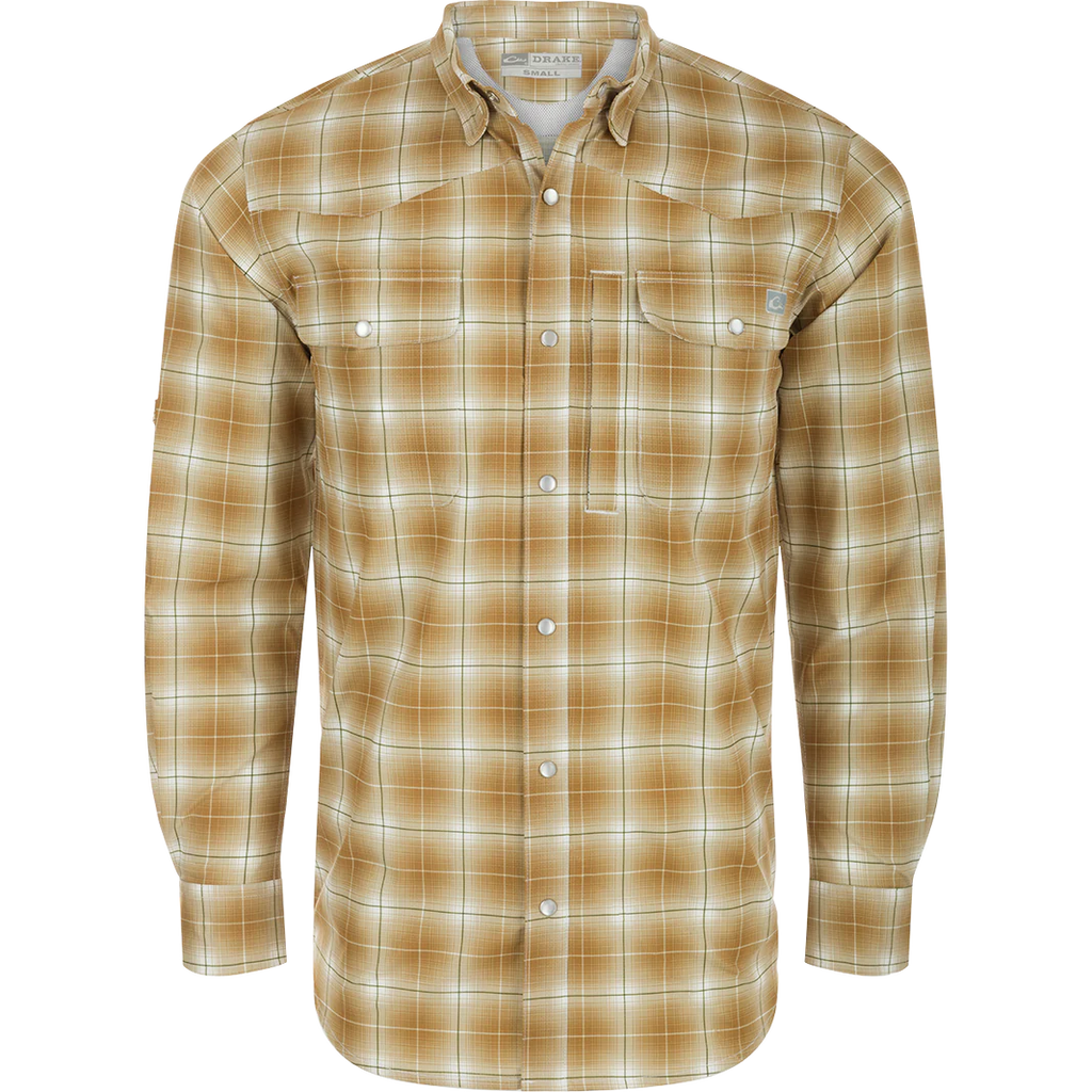 Drake Cinco Ranch Western Plaid Long Sleeve Shirt